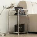 Modern Stainless Steel Side Table Silvery Nightstand Home Storage Shelf for Sofas And Kitchens Practical Shelving Unit