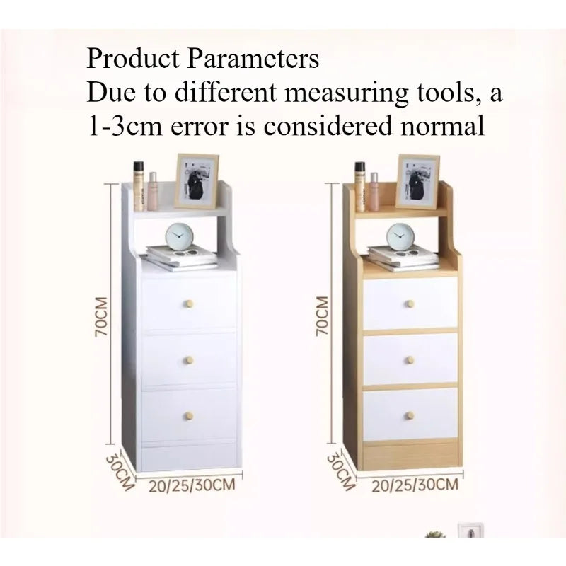 Bedside table Household bedroom Extremely narrow bedside seam rack 20CM wide mini narrow cabinet Bedside side low cabinet