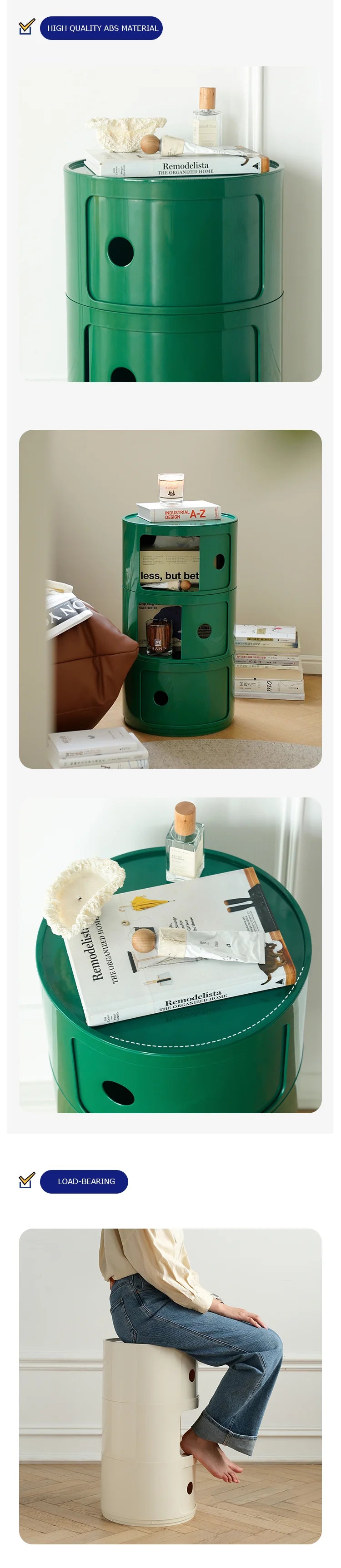 Round bedside table nordic plastic Bedside cabinet for bedroom small side end table nightstand Storage locker